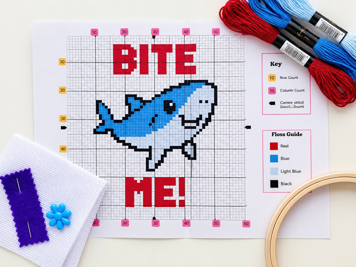 Bite Me Cross Stitch Kit | Beginner Friendly Craft Kit