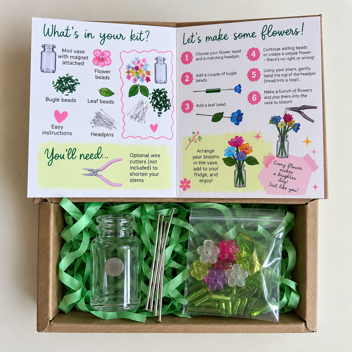 Mini Bloom Vase Beaded Flower Fridge Magnet Craft Kit