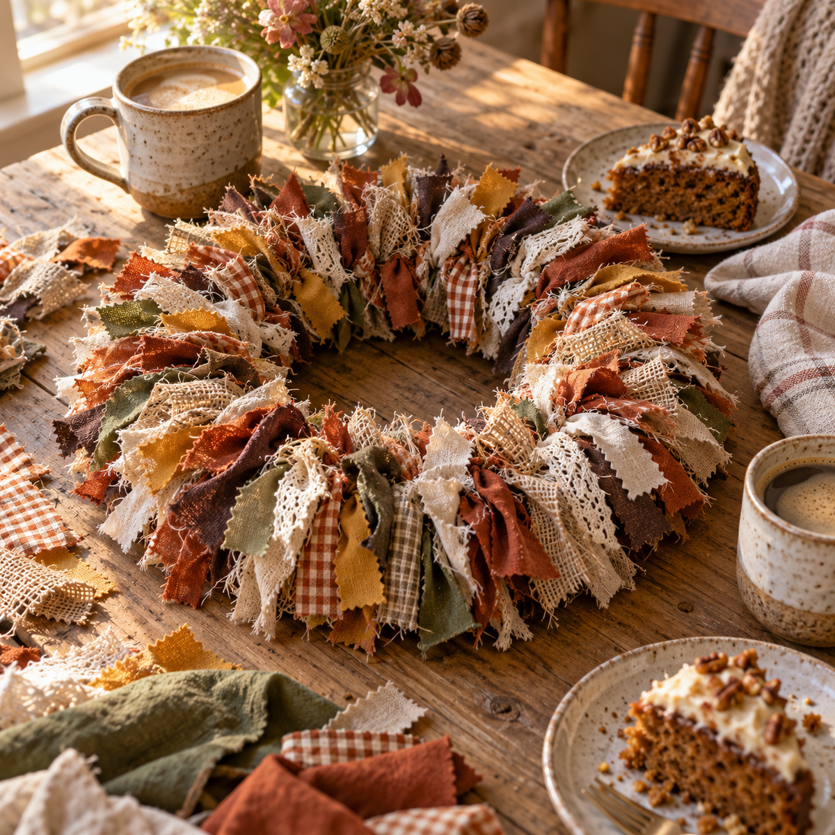 Create Your Own Autumnal Rag Wreath