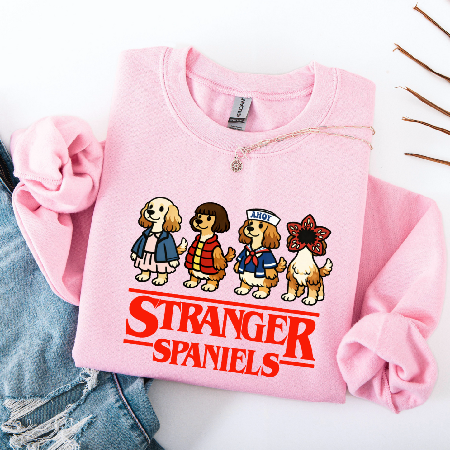 Stranger Spaniels Sweatshirt – Funny Spaniel Lover Parody Jumper