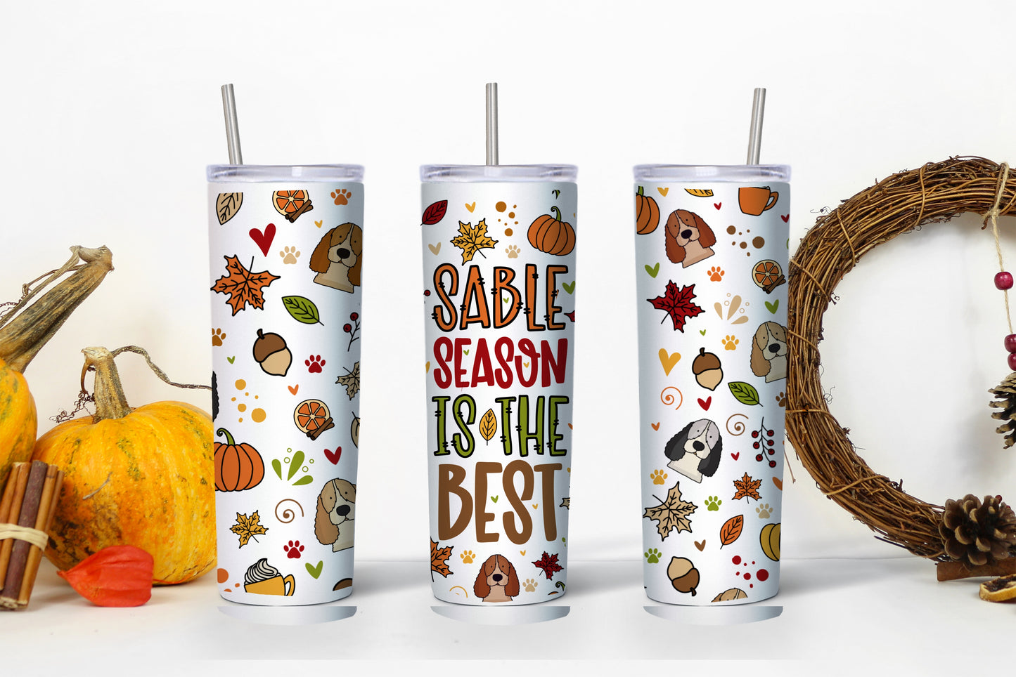 Sable Season Spaniel lover 20oz Tumbler With Straw