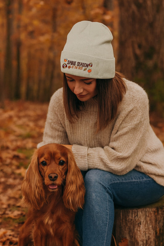 'Sable Season is the Best' Embroidered Ribbed Beanie Hat