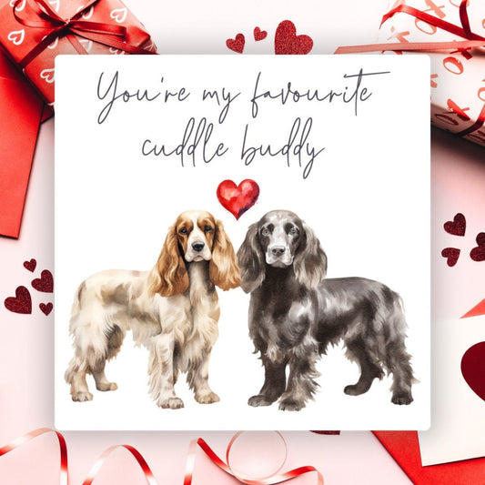 'Cuddle Buddy' Cocker Spaniel Valentines Card